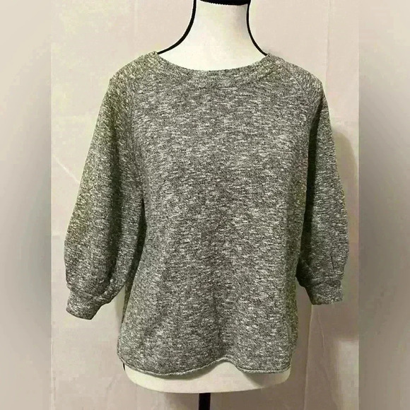 Madewell Grey Crew Neck 3/4 Sleeve Sweater w/ Statement Sleeves Women's Size XXS - Picture 1 of 6